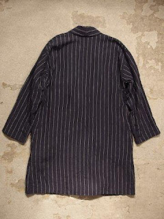 TOUJOURS "Gown Coat - Washed Linen Stripe Chambray Cloth"