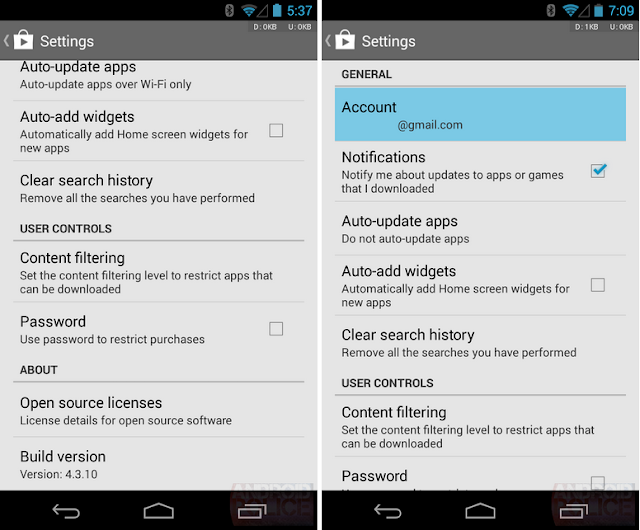 Google Play Store v4.3.1 Changes