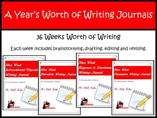 A Year’s Worth of Writing Journals - narrative, informational, persuasive and response to literature writing journals for intermediate grades - 3rd grade, 4th grade, 5th grade