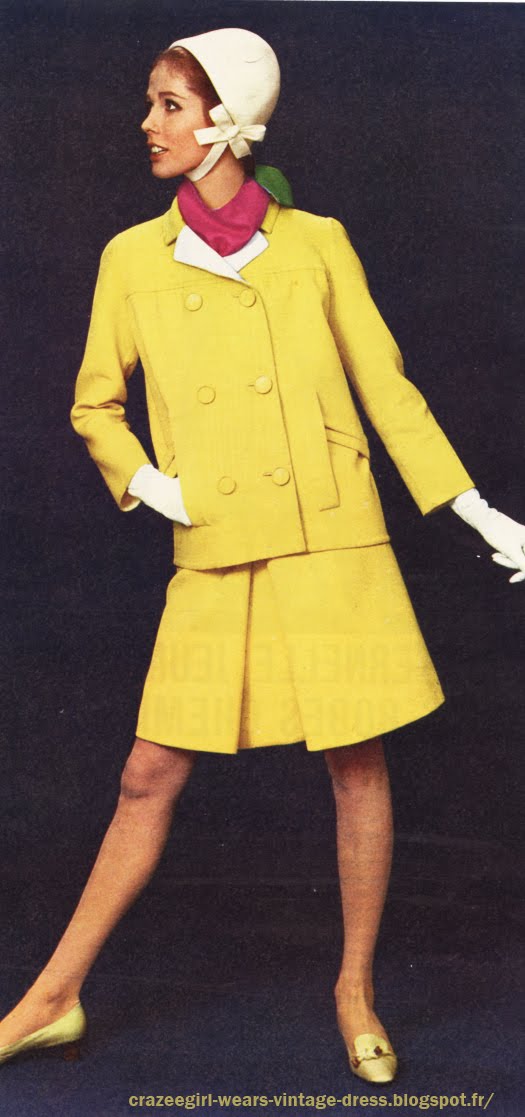 1966 yellow skirt suit Jean Patou 60s 1960