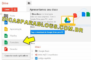 Criar Formulário ou Enquete com o Google Drive