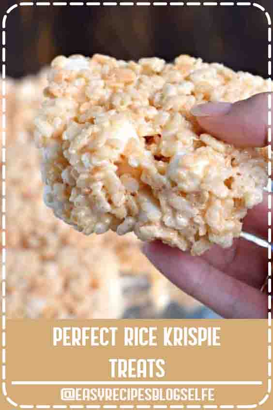 Get the secret tips and tricks to making the most PERFECT Rice Krispie Treats. Kid and adult friendly! THICK AND CHEWY! #EasyRecipesBlogSelfe #nobake #ricekrispietreats #easyrecipestreats #videos