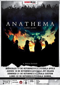 Anathema en concierto en Barcelona, Madrid, Sevilla y Murcia en Octubre