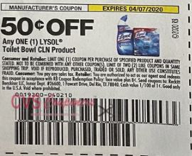 $0.50/1 Lysol Toilet Bowl product Coupon from "SMARTSOURCE" insert week of 3/8/20.