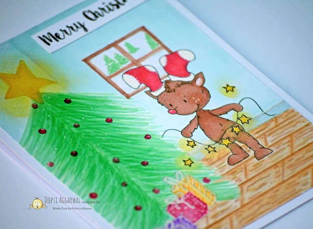Reindeer with lights Christmas card
