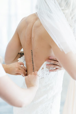 low back wedding gown shot