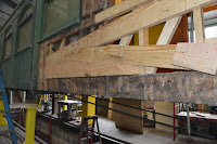 New wood is seen in the compression truss of parlor car 1799.