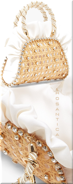 Rosantica white Crepes crystal-embellished rattan bag #bags #eveningbags #rosantica #brilliantluxury