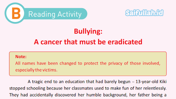 Terjemahan Teks Bullying: A Cancer that Must be Eradicated Kelas XI SMA