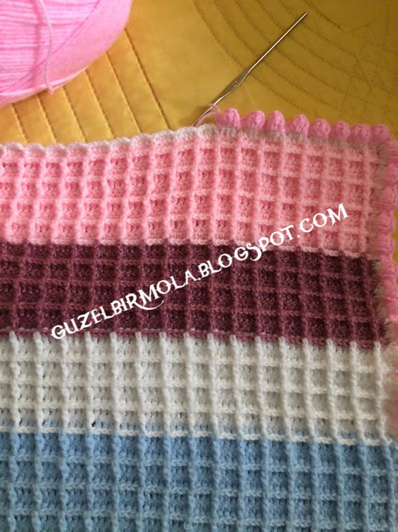 crochet the baby blanket, waffle battaniyemi bitirdim ve kenar örgüsünü merak edenlere.. 