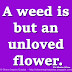 A weed is but an unloved flower. ~Ella Wheeler Wilcox