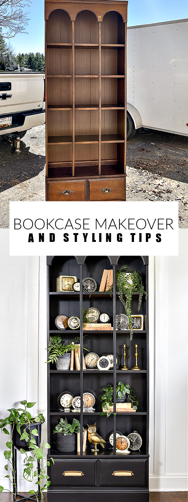 before and after bookcase makeover