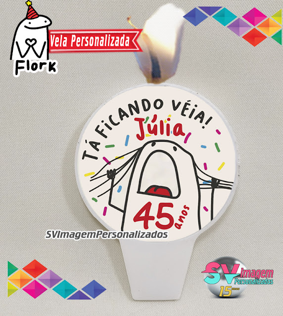 Festa Flork dicas e ideias para decoração de festa personalizados vela de aniversário para cantar parabéns personalizada com nome e idade