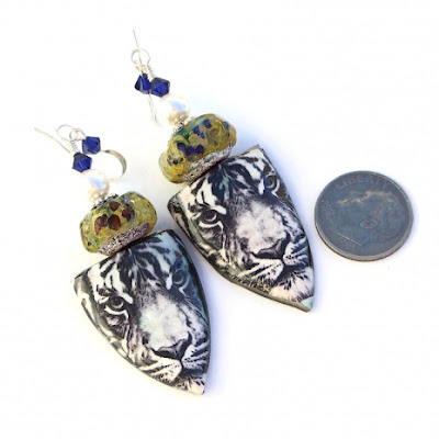 handmade ceramic tiger earrings