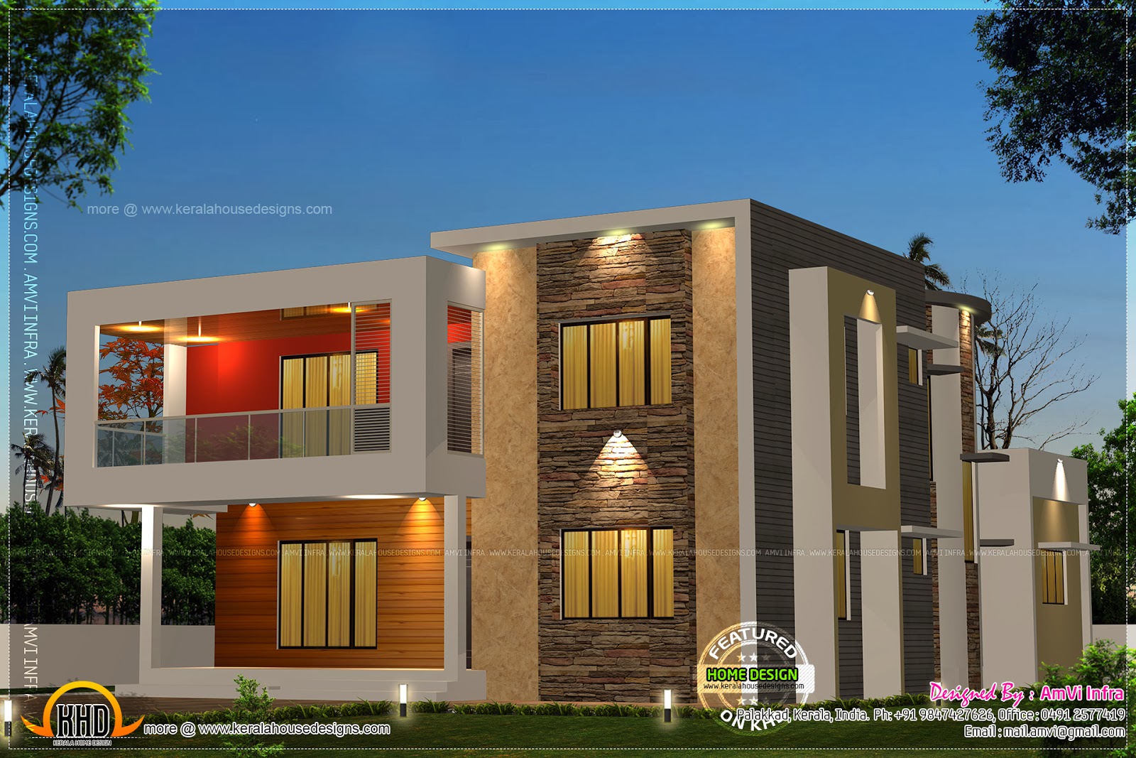  5  bedroom  contemporary  house  with plan  Indian House  Plans 