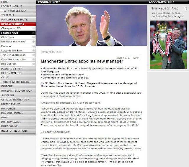 David Moyes Pelatih Baru Manchester United