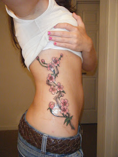 Top Cherry Blossom Tattoo Designs With Image Female Tattoo With Japanese Cherry Blossom Tattoo On The Side Body Picture 4