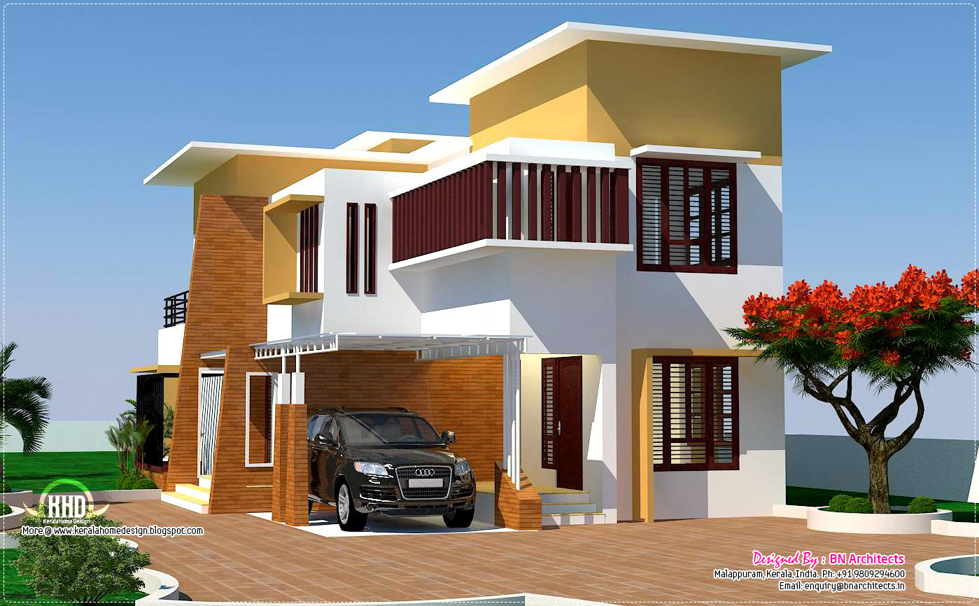  4  bedroom  Modern  villa design  Kerala  home  design  and 
