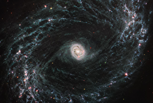 An image of the galaxy NGC 1433 that was taken by NASA's James Webb Space Telescope.