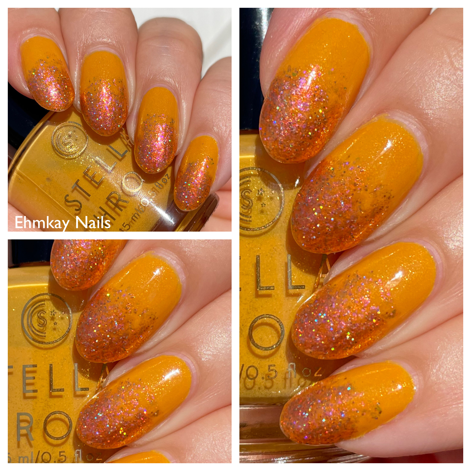 ehmkay nails: Orange Glitter Gradient with Stella Chroma