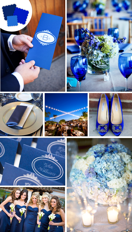 Try using cobalt blue for bridesmaids and some accents