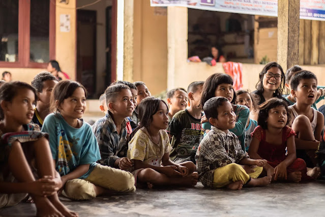 children sitting down