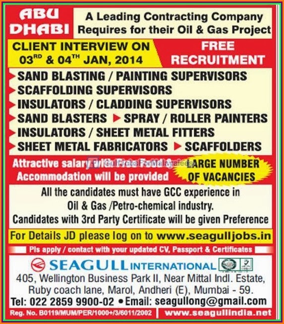 Free Recruitment For Oil & Gas Project Abudhabi