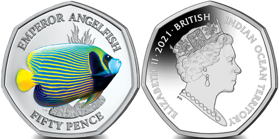 British Indian Ocean Territory 50 pence 2021 - Emperor Angelfish