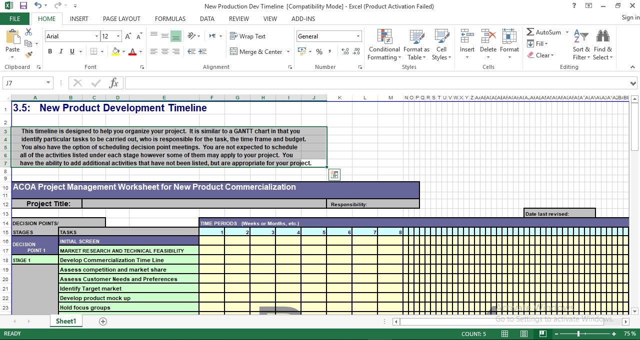 New Product Development Timeline Excel Template