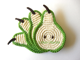 Crochet Coasters Slice Pear