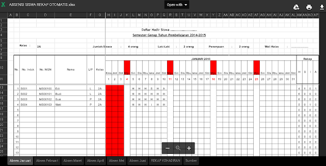 Aplikasi Absensi Siswa Format Excel