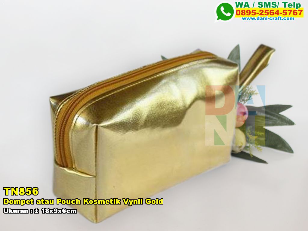 Dompet Atau Pouch Kosmetik Vynil Gold  Souvenir Pernikahan