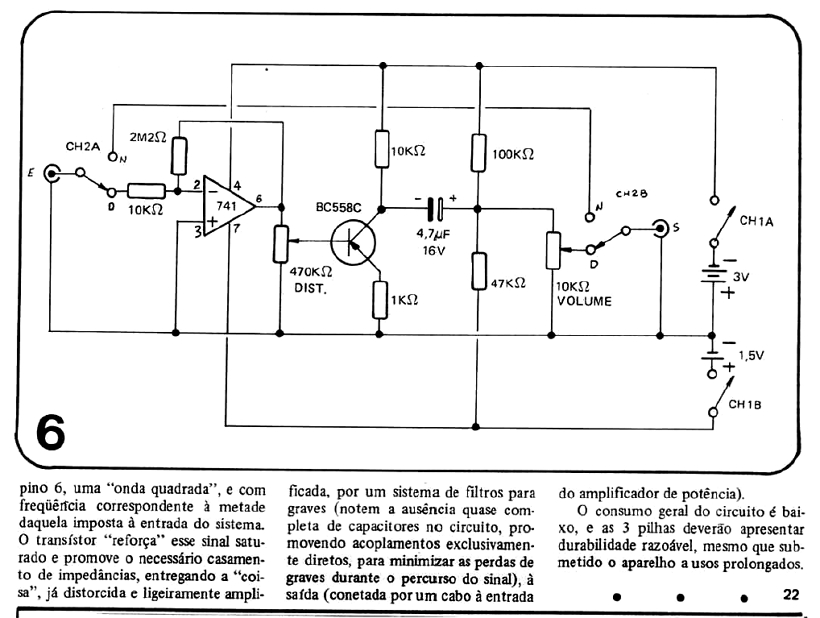 Divirta-se com a Eletrônica Vol 26  maio - 1983 PROLONGADOR SUSTAINER para GUITARRA  &  Vol 49  março - 1985 DISTORCEDOR PARA BAIXO ELÉTRICO