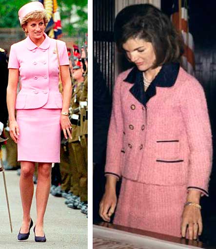 Diana princesa e Jacqueline Kennedy look rosa