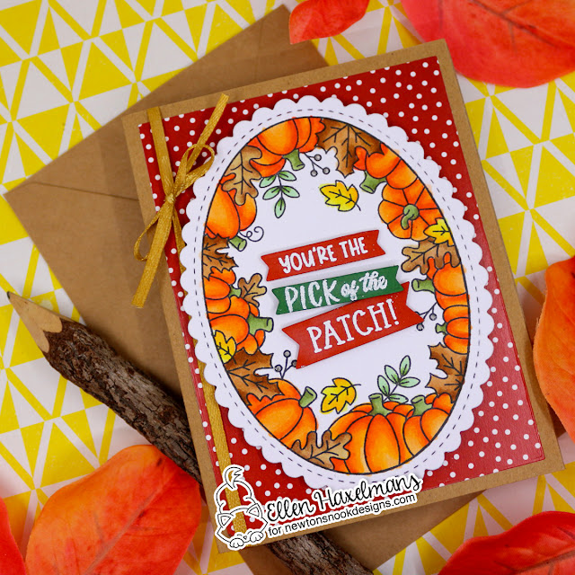 Pumpkin Everything Card by Ellen Haxelmans | Autumn Oval Stamp Set, Autumn Paper Pad and Oval Frames Die Set by Newton's Nook Designs #newtonsnook