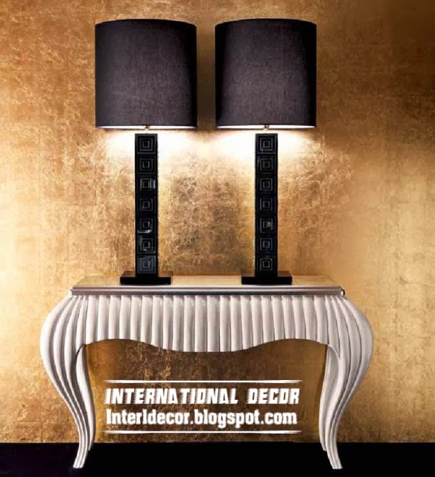 silver table, table lamps, art deco style in modern interior