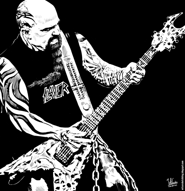 Ink drawing of Kerry King from Slayer (heavy metal band), using Krita 2.4.