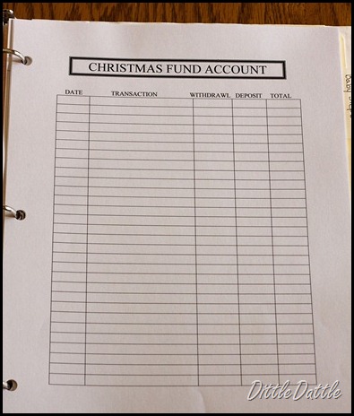 Christmas Fund Account Register