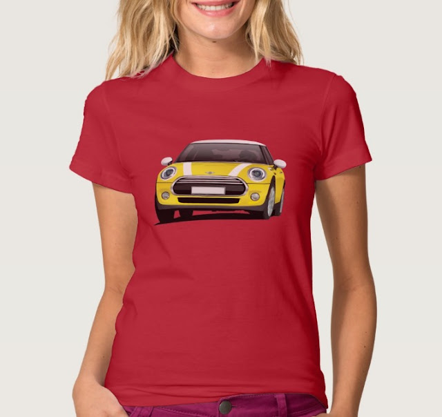 Yellow Mini Cooper illustration T-shirt