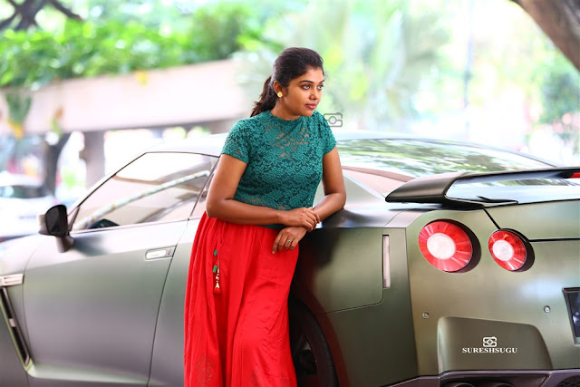 Riythvika Picture In Red Ghagra