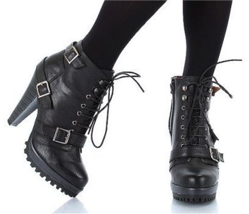 Black Combat Boots With Heels - Booties Ankle Boots & Ankle Booties Steve Madden