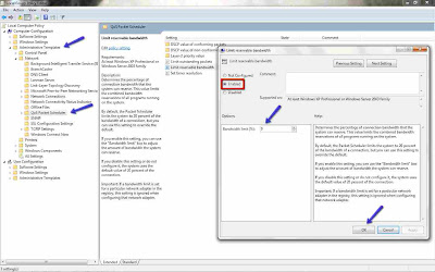 Setting Windows Default Bandwith Usage