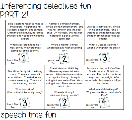Inferencing Detectives Fun Part 2 Speech Time Fun Speech And