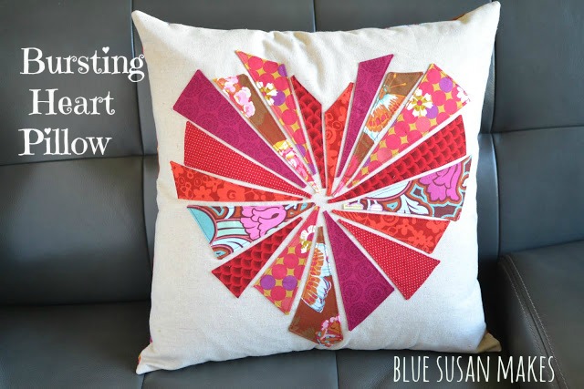 Bursting Heart Pillow Tutorial - scrap busting project for Valentine's Day