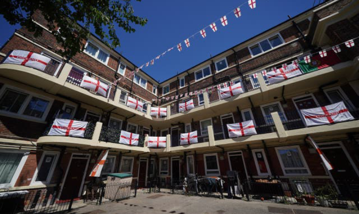 Residents cover estate in England flags ahead of Euros kick-off