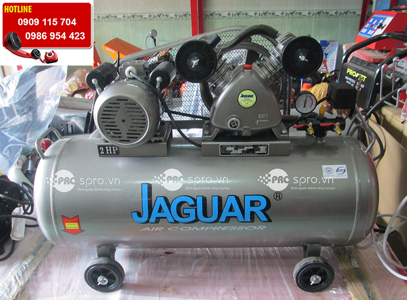Máy nén khí Jaguar 2 HP 100 lít cho tiệm rửa xe máy