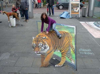 Girl Riding A Tiger