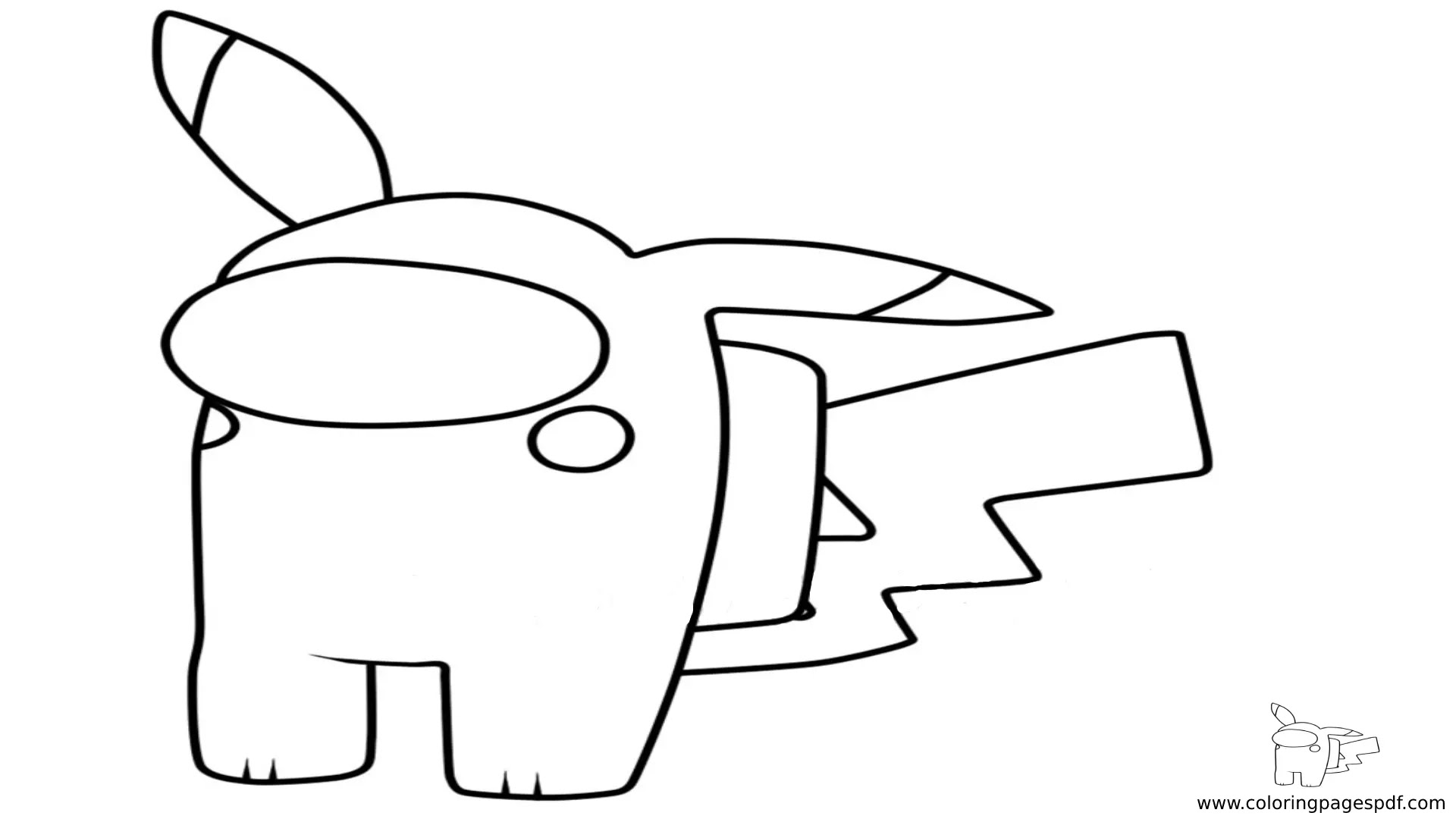 coloring page of among us pikachu design