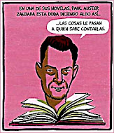 Paul Auster zanja la duda (viñeta de Paco Roca)