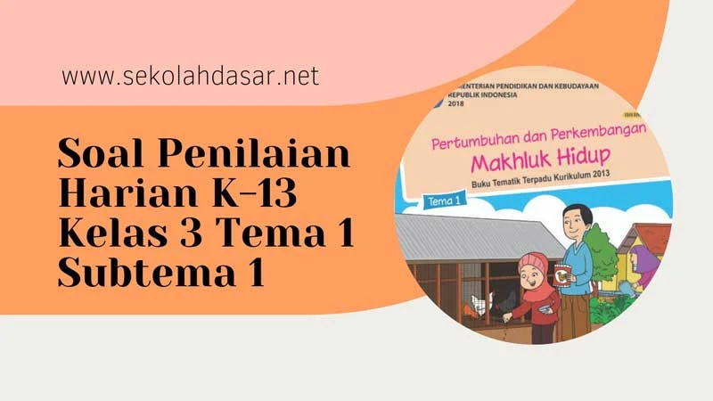 Soal Penilaian Harian K-13 Kelas 3 Tema 1 Subtema 1